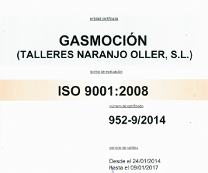 Talleres Naranjo S.L., taller colaborador de Gasmocion con la certificación ISO 9001 de Calidad